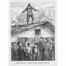 RUSSO-TURKISH WAR Village near the Grivitza Redoubt - Antique Print 1877