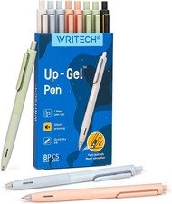 WRITECH Gel Pens Fine Point: 0.5mm No Smear  1 Count Pack of 8 , Black Ink