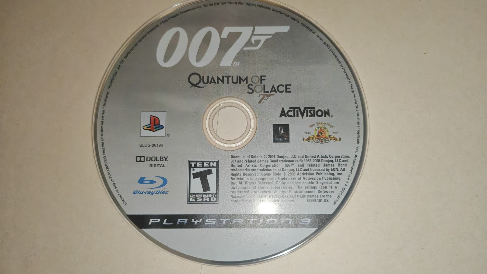 007: Quantum of Solace (Sony PlayStation 3, 2008) Disc Only