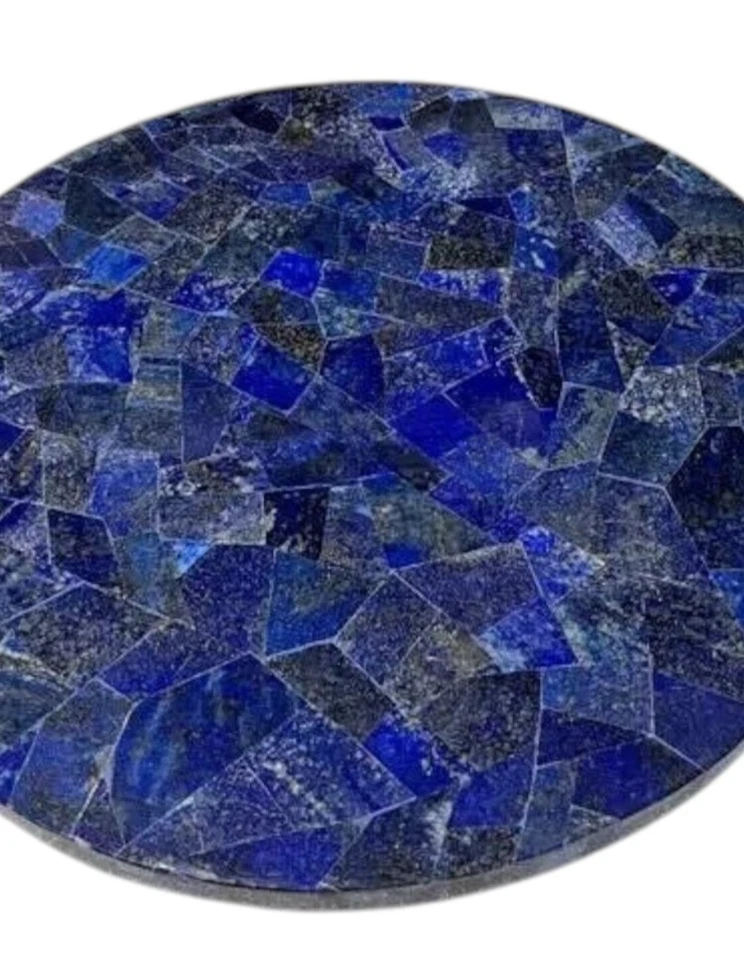 15" Blue Lapis Stone Round Coffee Table for Home & Living Room Decor - Image 3 of 4