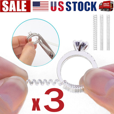 3PCS Ring Size Adjuster Invisible Clear Ring Sizer Jewelry Fit Reducer Guard US