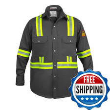 Flame Resistant FR High Visibility Hi Vis Shirt - 88 C/12 N - 7oz Medium, Dar