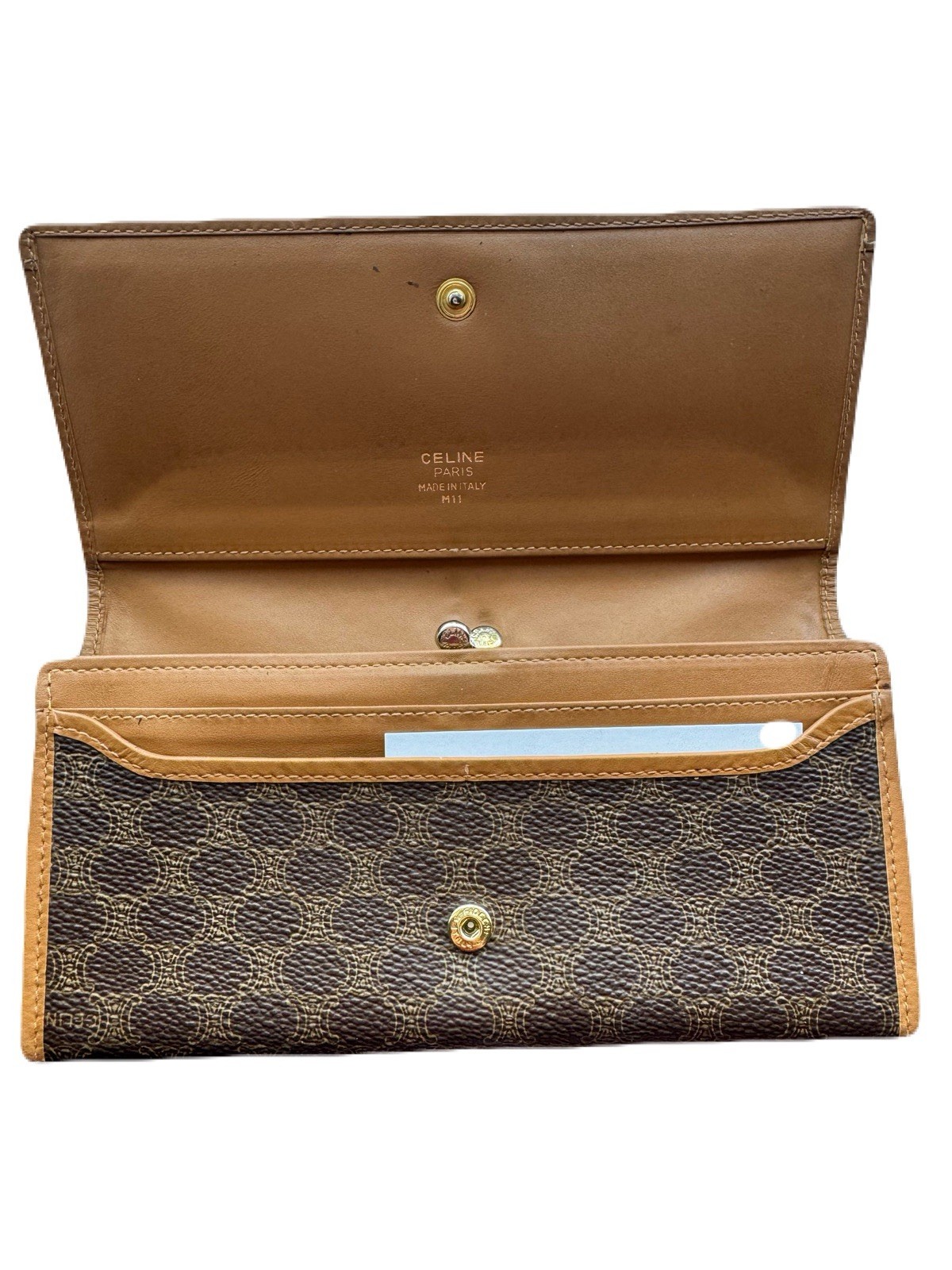 Celine Authentic Monogram Leather Long Wallet W/ … - image 8