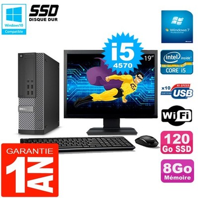 PC DELL 7020 SFF Bildschirm 19 '' Core I5-4570 RAM 8Go Festplatte 120 GB SSD Wifi