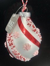 Raz Glass Ornament Peppermint Stripe 4.5 Inch Christmas