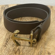 Vineyard Vines Youth Women  s Belt Size 28 Brown Leather Brass Anchor Buckle