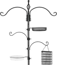 Bird Feeder Pole Wild Hanging Kit Planter 83 Inch Feeding Station with 5 Prongs