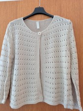 Neu o. Etikett: Ajour-Feinstrickjacke, beige,...
