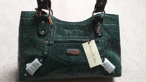 New/Tagged Sienna De Luca ITALY, Leather Handbag, Green, Stunning, Reduced