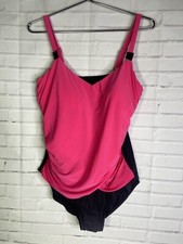 Aqua Green Slimming One Piece Swimsuit Swimwear Pink Black Womens Size XL 16-18