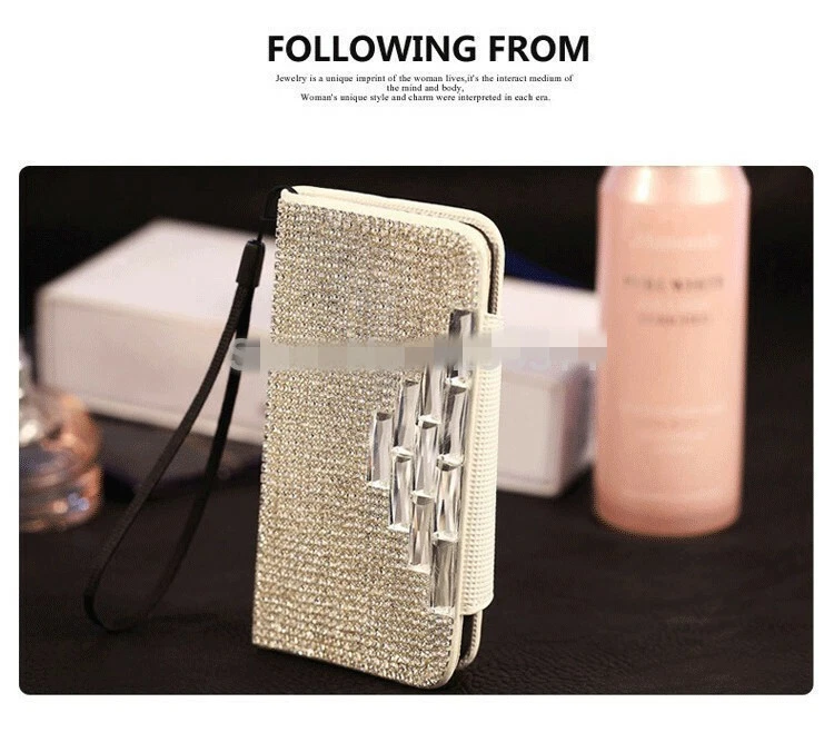 Brillante Brillo Estrás Billetera Estuche Ranura para Tarjeta Soporte Cubierta Para iPhone 12 Pro Max Foto 2 de 4