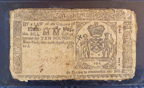 1756 New York 10-pounds Colonial Note, NY-152, PMG ChF 15 Net. - Picture 3 of 4