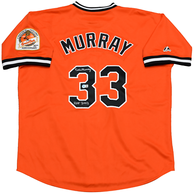 EDDIE MURRAY SIGNED BALTIMORE ORIOLES #33 ORANGE MAJESTIC JERSEY W