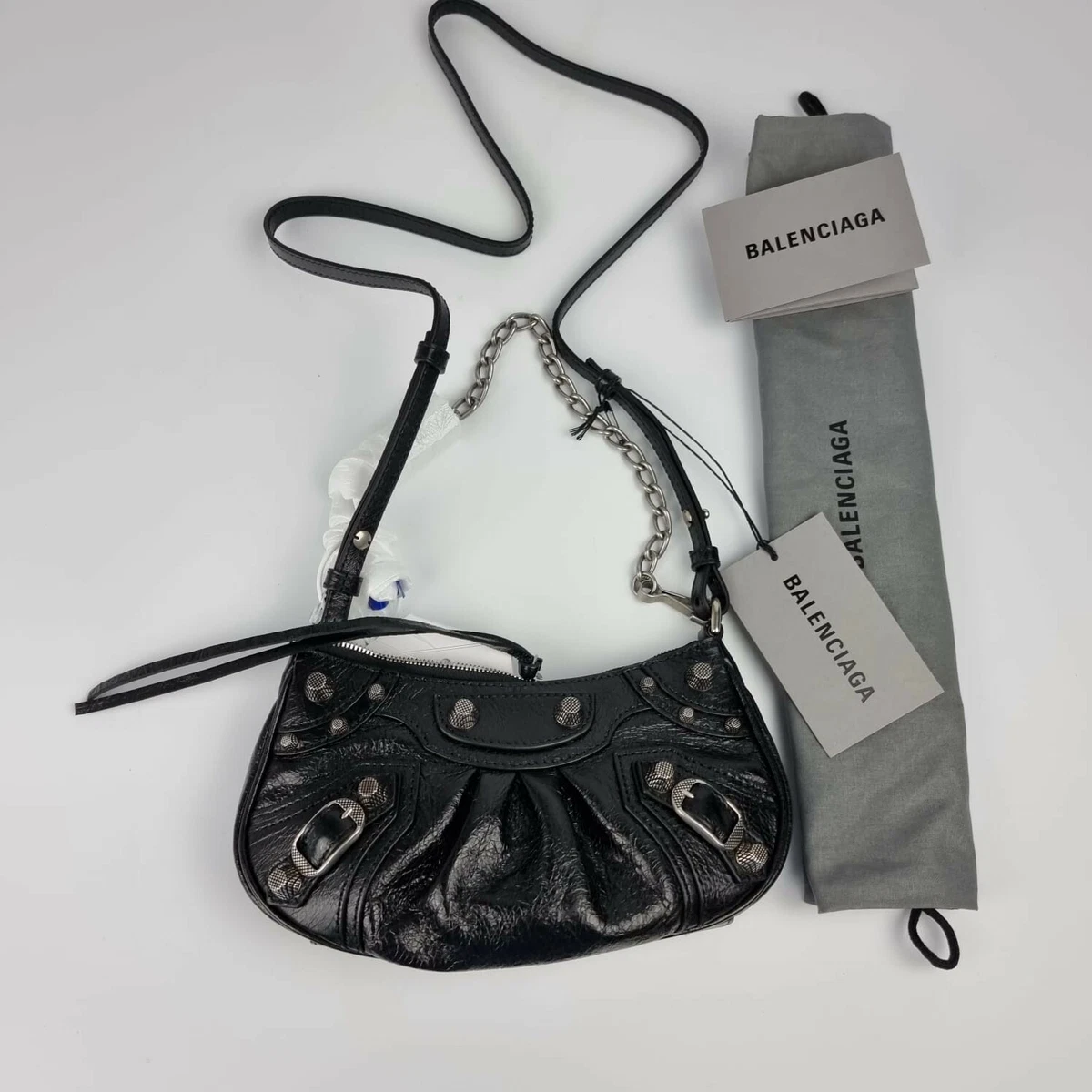 Balenciaga Le Cagole Mini Leather Shoulder Bag  Black  Editorialist