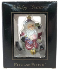 Fitz And Floyd Holiday Treasures Santa Ornament 2003 NRFB Rare HTF