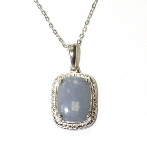 925 sterling silver Blue Mexican Angelite gemstone pendant 20" necklace 3.5g 
