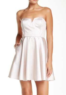 AIDAN MATTOX ~ Pale Pink Metallic Strapless Fit & Flare Party Dress 12 NEW  $220 | eBay