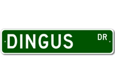 Dingus Drive Street Sign Personalized Custom Last Name Metal Sign - Aluminum