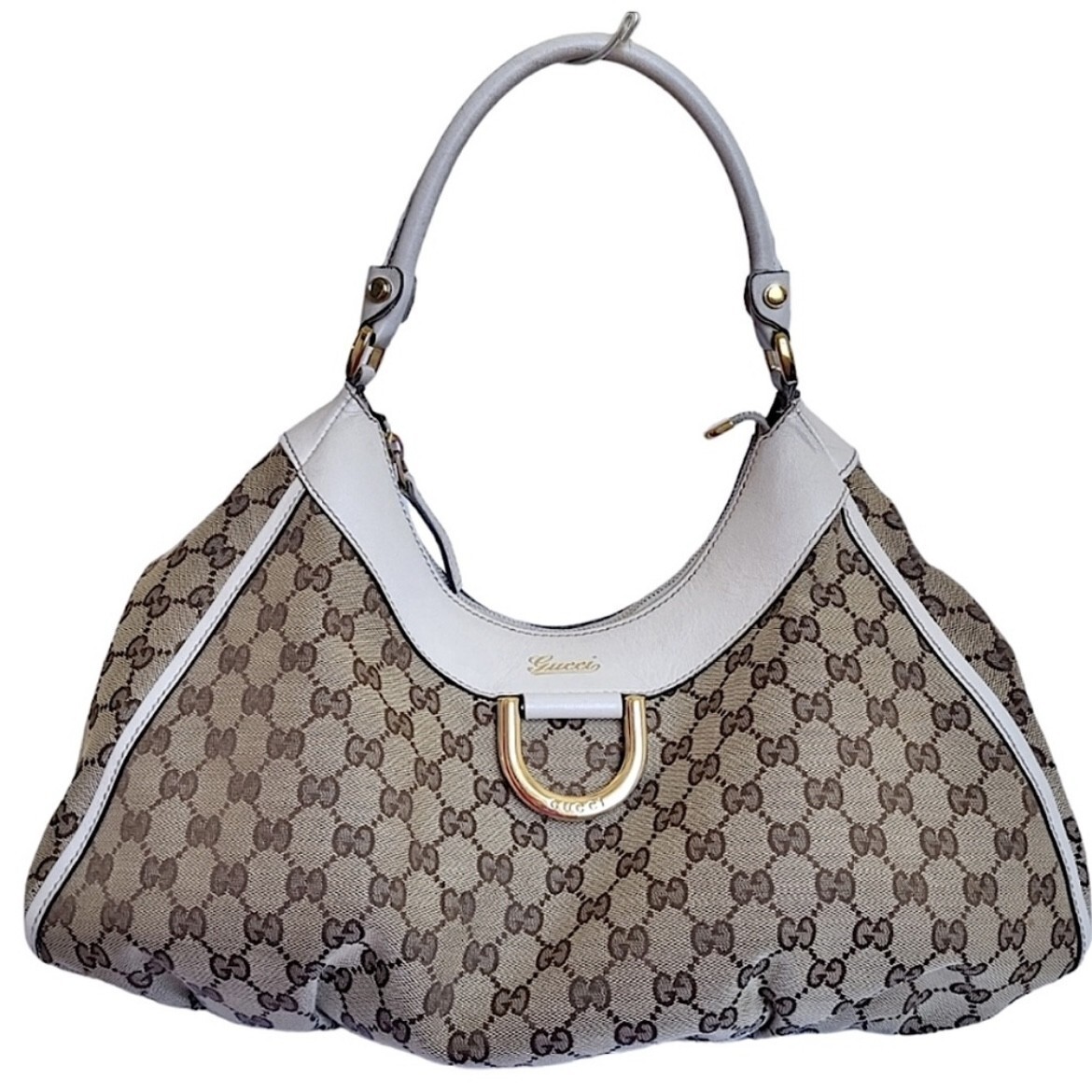 GUCCI アビー GGキャンバス Dリング 長財布 アイボリー Gucci Abbey GG Canvas and Leather Hobo D Ring Bag Tan White | eBay