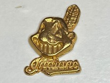 Cleveland Indians Lapel Jacket Hat Pin Badge Chief Wahoo Gold Tone Logo Brass