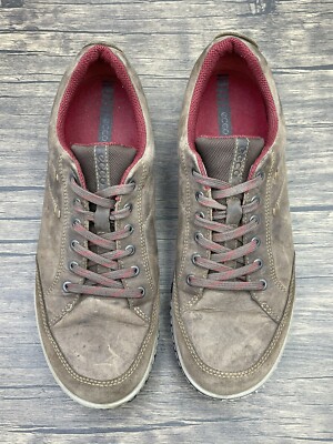 Mens Ecco Brown Leather Sneakers Lace Up Comfort Casual Size  display picture 1