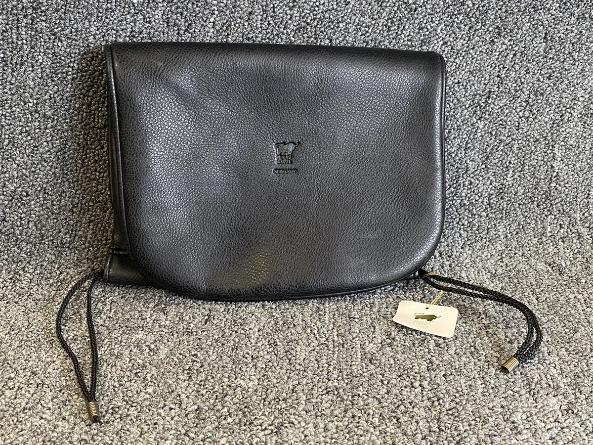 Braun Buffel Germany Black Leather Drawstring Shoe Bag ~ New with tags