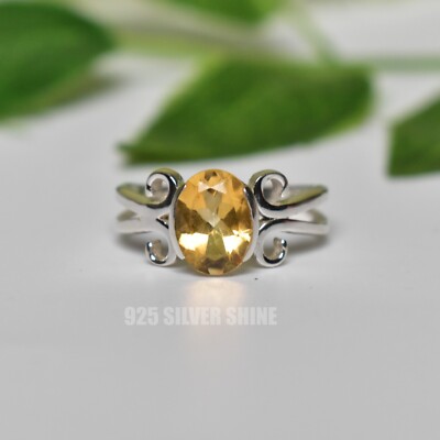 CITRINE NATURAL GEMSTONE 925  STERLING SILVER HANDMADE JEWELRY RING 3 TO 12
