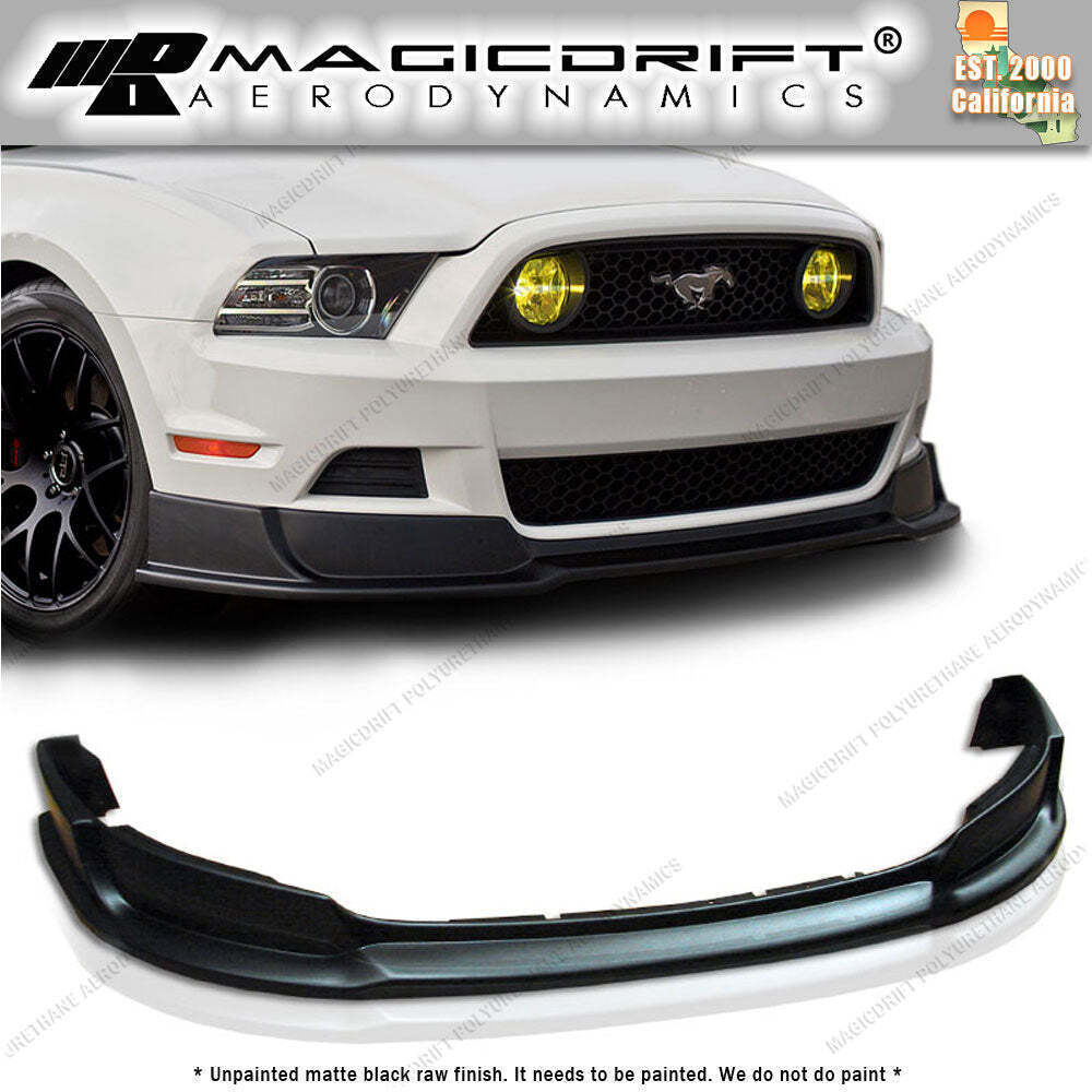 R Style Front Bumper Lip For 2013–2014 Ford Mustang V6/V8 (not GT500/Shelby)—black PP Splitter, Adds Aggressive Look