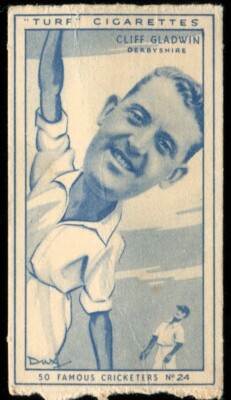 Tabakkarte, Carreras, Rasen, FAMOUS CRICKETERS, Cricket, 1950, Cliff Gladwin, #24