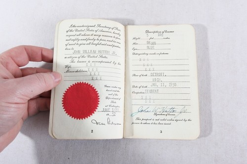 1952 US Passport (Expired) w 15 Travel Stamps, from Detroit, EX - Picture 4 of 5