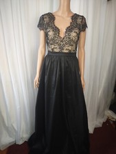 Windor black floorlength dress with black lace over nude fabric size M