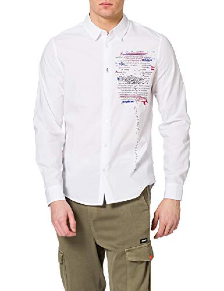 (TG. XXL) Desigual Cam_adelino T-Shirt, Bianco, XXL Uomo - NUOVO