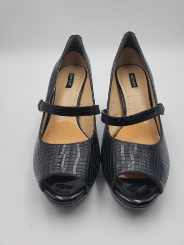 Alex Marie Black Mary Jane Peep Toe Heels 9M - Picture 2 of 9