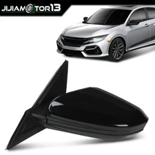 Fit For Honda Civic 16-21 1.5 2.0L Left Driver Black Power Heated Mirror w/5-Pin