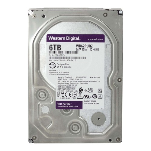 Disque Dur WD PURPLE WD62PURZ SC HA510 6TO 5.7K 128MO SATA III 3.5'' - Photo 3/3