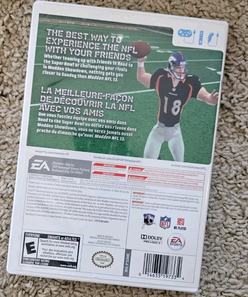 Madden NFL 13 (Nintendo Wii, 2012) CIB Complete w/ Manual! Clean & TESTED! - Image 3 of 3