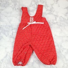 Vintage Overalls Girls 6-9 month Red White polka dot Snap crotch made in USA