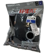 32 Degrees Heat Pants Womens Base Layer 2 Pack Stretch Black Size Large New