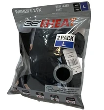 32 Degrees Heat Pants Womens Base Layer 2 Pack Stretch Black Size Large New