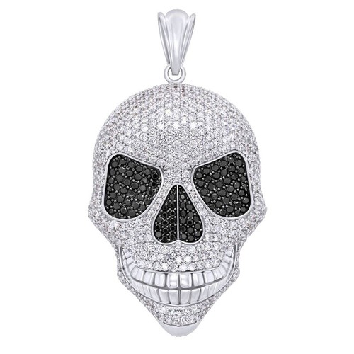 Gothic Style Diamond Studded Pirates Skull Pendant Solid 925