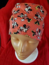 CORAL COLOR MINNIE MOUSE.        Handmade SURGICAL SCRUB CAPS