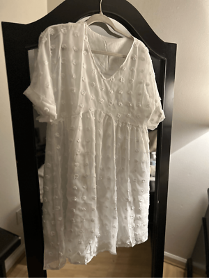 NEW V Neck Chiffon Flowy Swiss Dot Loose Fit Dress S | eBay