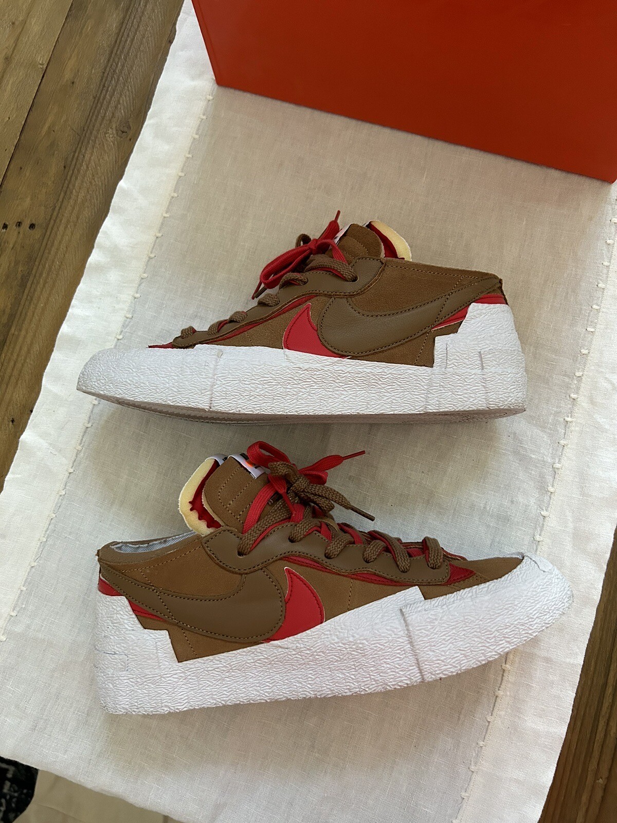 SACAI X NIKE Usatoa tagl 1 ike Nikeer Bla L xacai Sacaine marron chiaronico brit