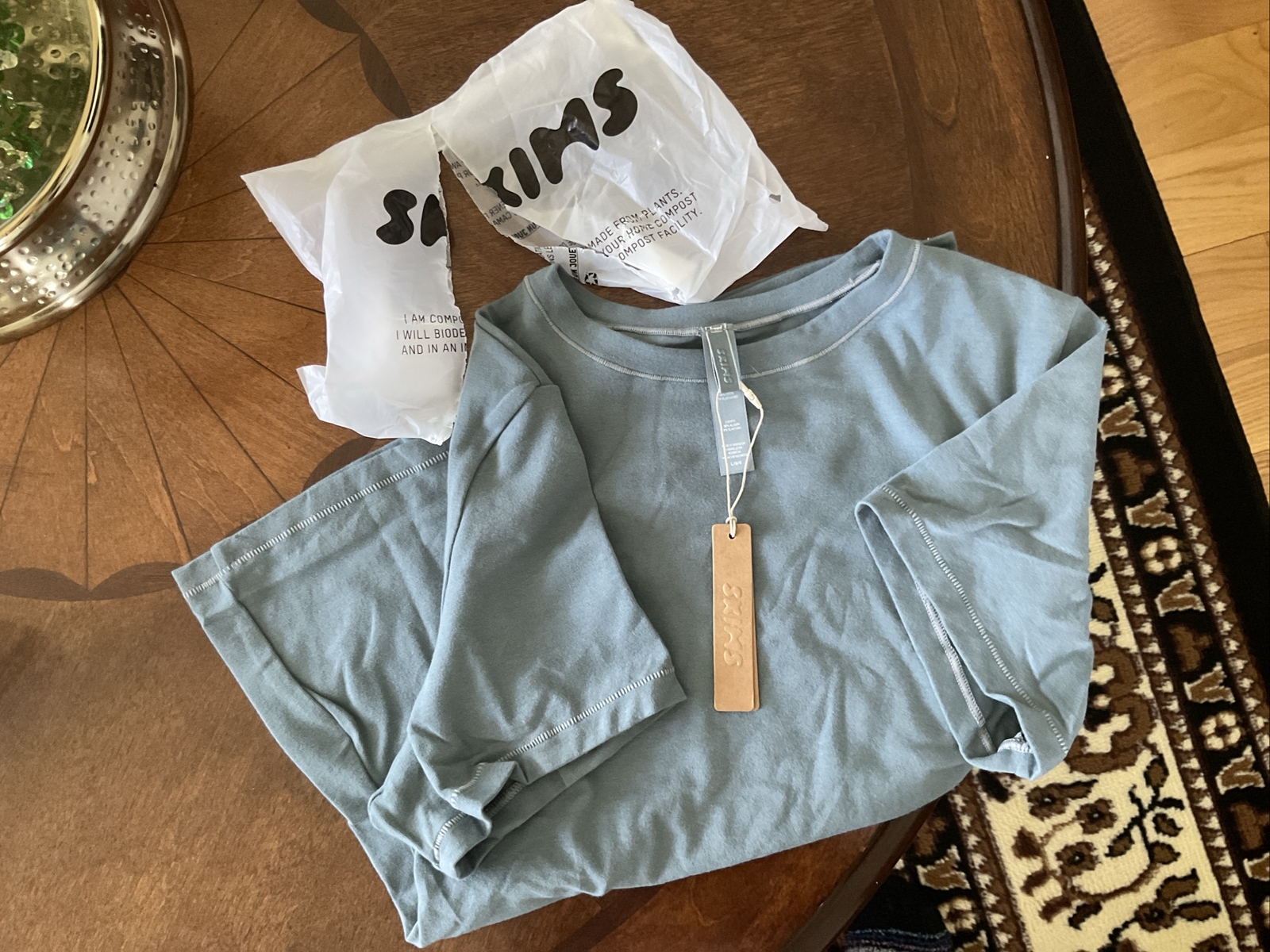 Skims Cotton Jersey Crew Neck Tshirt Kyanite Size Large APTSH0638