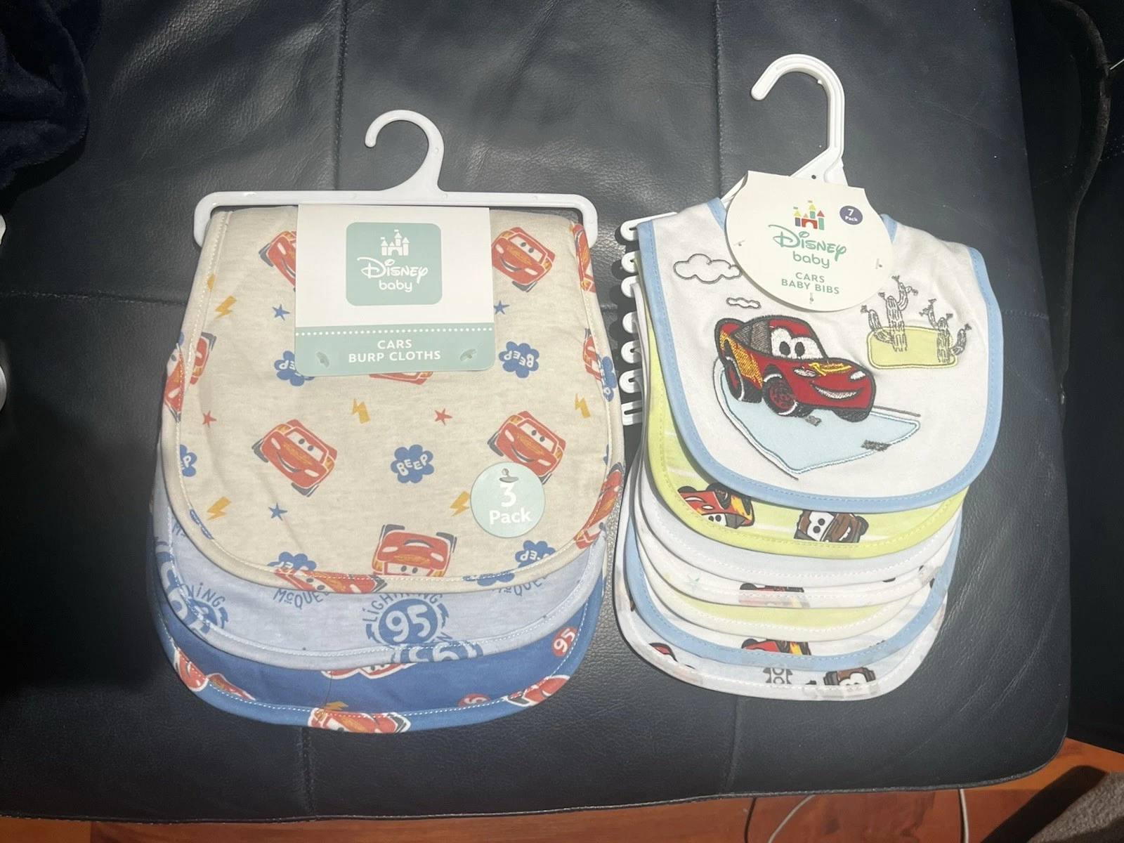 Disney Pixar Cars Lightning McQueen 7-Pack Baby Bibs/ 3 pack burp cloths
Opens in a new window or ta