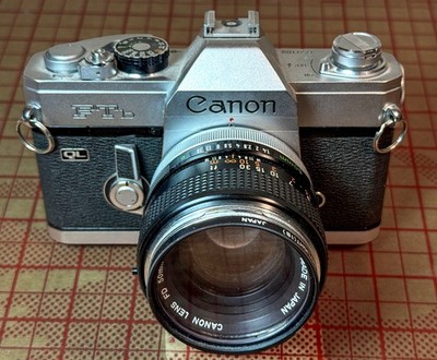Canon FTb QL 35mm SLR + Silver Nose FD 50mm f/1.4 Lens + Canon UV Filter WORKS!