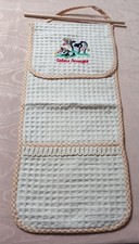 SAC A PAIN BRODE MOTIF VACHE DE SALERS 2 POCHES 62 CM SUR 20 CM