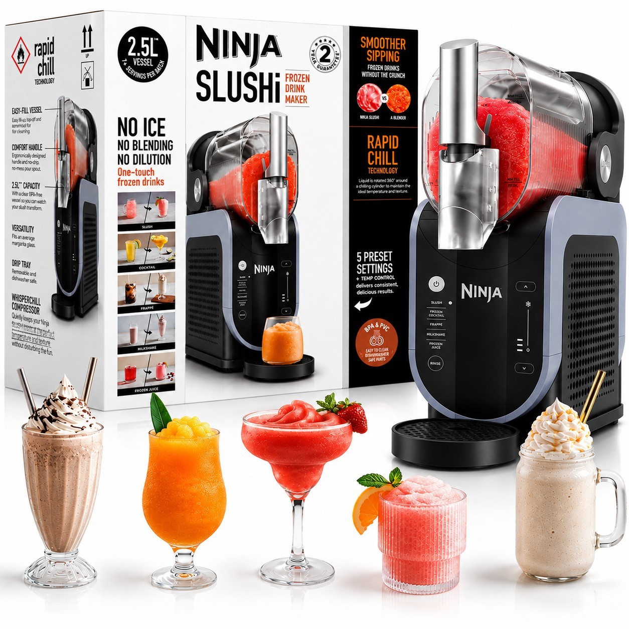 Ninja SLUSHi Frozen Drink Maker Machine Slush Cocktail Frappé Milkshake Juice