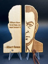 Albert Camus Wooden Bookmark (customizable quotes)