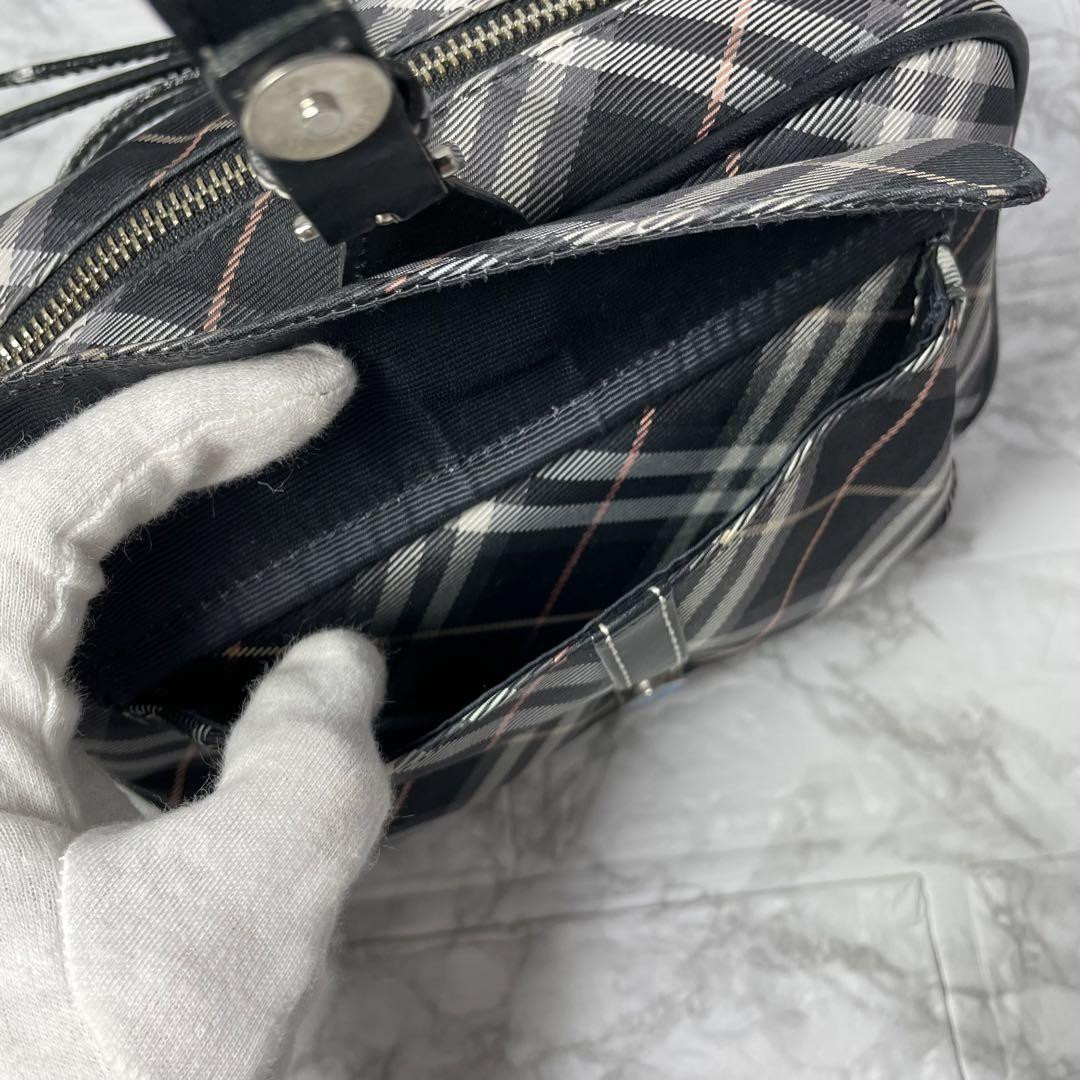 Burberry Blue Label Shoulder Bag Canvas Nova Check Logo Burberry Blue Label Shoulder Bag Canvas Nova Check Logo
